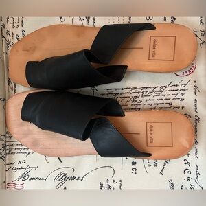 Dolce Vita Black Leather Sandals with Square Toe Size 8